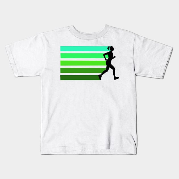 Runner Girl Kids T-Shirt by denip